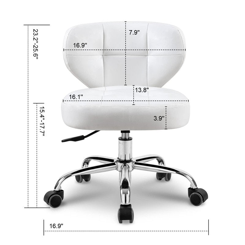Paddie Pedicure Stool for Nail Tech, Hydraulic Salon Spa Stool Back Support Short Height Adjustable Swivel Chair, Massage/Tattoo/Esthetician/Shop/Medical, White