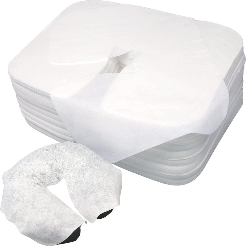 500 count Disposable Face Cradle Coverss–Medical-Grade cotton, SPA Face Rest Covers Headrest Covers for Massage Tables Massage Chairs 14.17 x 10.6 inches/ 36 x 27 cm…