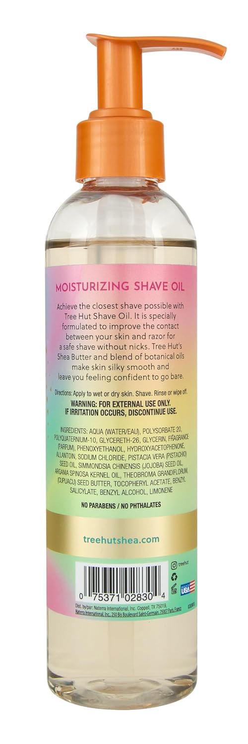Tree Hut Tropic Glow Moisturizing Shave Oil, Hydrating Gel-to-Oil Formula for a Smooth Shave, Warm Scent, 7.7 fl oz