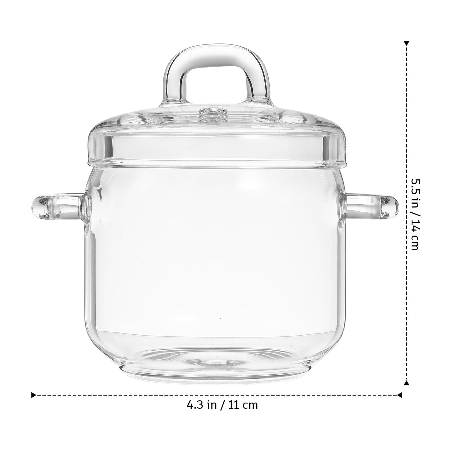 Hemoton Glass Pot with Lid 23Oz Clear Heat-Resistant Borosilicate Stewing Pot for Cooking Soup Noodles Tea and Milk on Stovetop