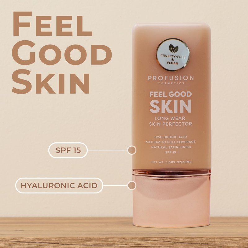 Profusion Cosmetics Lightweight Liquid Foundation - Flawless Radiance, Breathable Vegan Makeup for Uneven Skin Tone | Medium 5