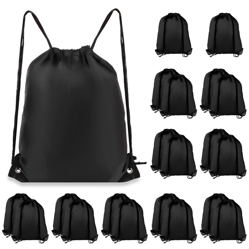 COIDEA Drawstring Backpack 20Pcs Drawstring Bags, Draw String Back Bag Drawstring Bags Bulk for Sports, Gym, Travel, Swimming, Beach (Black)