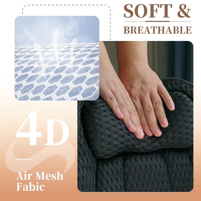 Joeyset Bath Pillow for Tub, 4D Air Mesh Breathable Fabric, Soft Supportive Bathtub Cushion for Head Neck Back, Ergonomic Spa Pillow with Strong Suction Cups, Quick-Drying, Machine Washable (White)