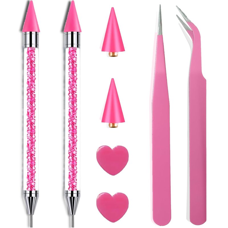 Rhinestone Picker Tool Set - Dual-Head Wax Pens with Tips & Tweezers | 2-Piece Nail Art Kit