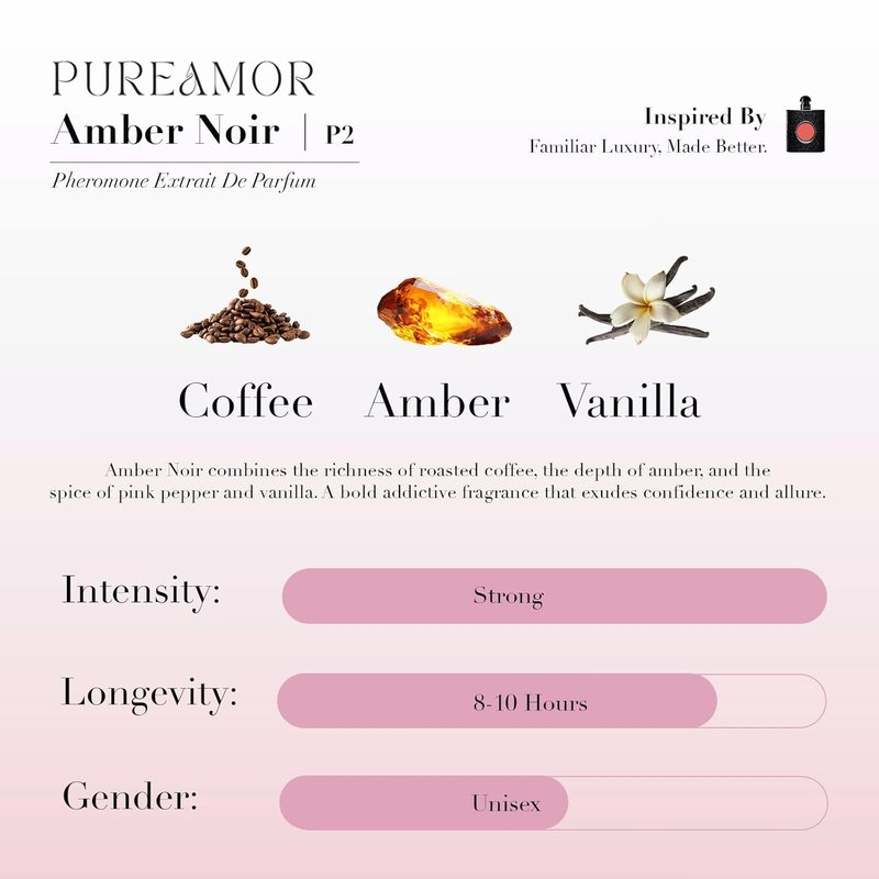 Pheromone Perfume for Women - Amber Noir Extrait de Parfum | Long Lasting Vanilla Amber Scent, 1.0 oz / 30 ml