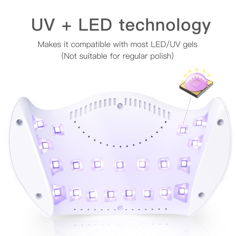 Gel UV LED Nail Polish Lamp, LKE Nail Dryer 40W LED Light with 3 Timers Professional for Nail Art Tools Accessories White
