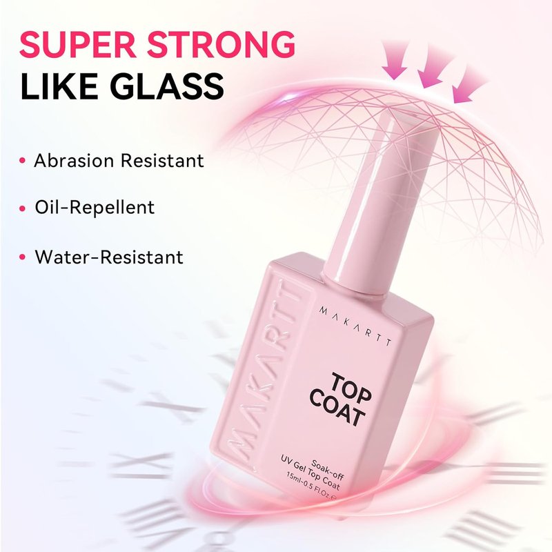 Makartt Gel Top Coat: 2 PCS 15ml No Wipe Top Coat Gel Nail Polish Upgrade Diamond-Shine Long-Lasting Clear Gel Polish Soak Off UV LED Lamp Needed Home DIY Gift Women