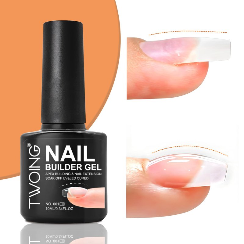 Builder Gel for Nails 5 in 1 ， Strengthener Gel Translucent Cover Hard Nail Extension Brush in Bottle Base Coat ，Salon&DIY Art for Women (Jelly Neutral Pink)