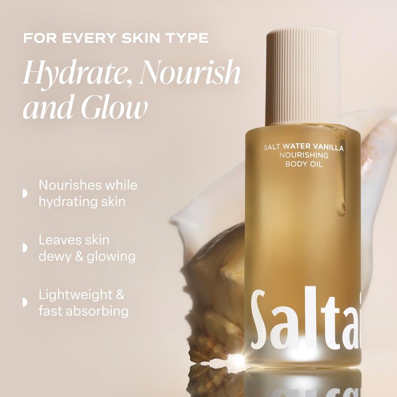 Saltair Body Oil - Luxurious Salt Water Vanilla After Shower and Bath Oil for Women and Men. Botanical, Non-Greasy, Well-Absorbing Moisturizer for Hydrating Dry Skin – 4oz Bottle