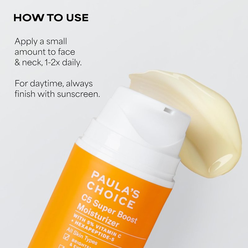 Paula's Choice C5 Super Boost Face Moisturizer - 5% Vitamin C & Squalane for Discoloration & Uneven Tone