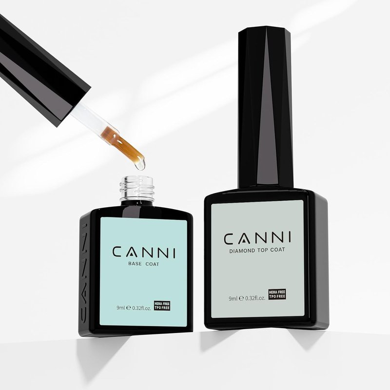 CANNI Gel Base & Top Coat Polish Set - 9ml Long-Lasting Shine Finish | DIY Nail Salon Gifts for Women