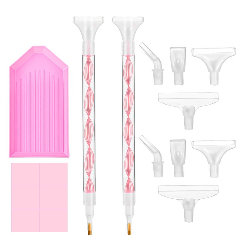 FNANJWQ Rhinestone Pickup Tool Set: 2 Pcs Rhinestone Picker Handles Dual-Ended Rhinestones Applicator Dotting Tool Pen Shiny Diamond Dot Drill Pen for DIY Home Nail Salon