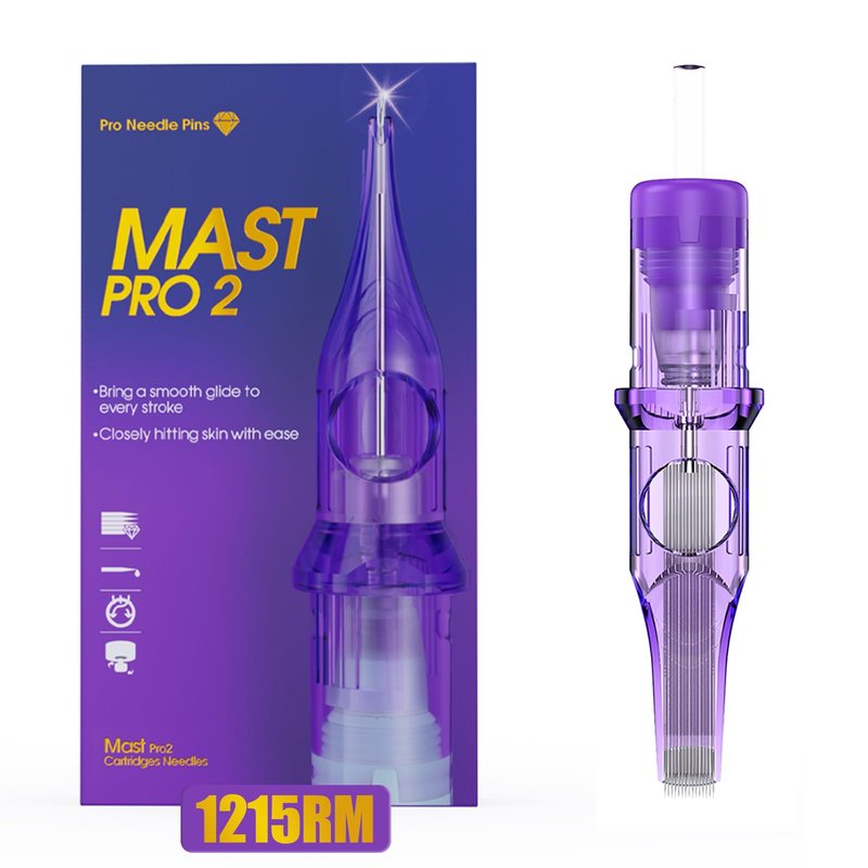 Mast Tattoo Pro2 Tattoo Cartridge Needles, #12 Bugpin 15RM Round Magnum, 20 Count Disposable Needles for Rotary Tattoo Machine Pen