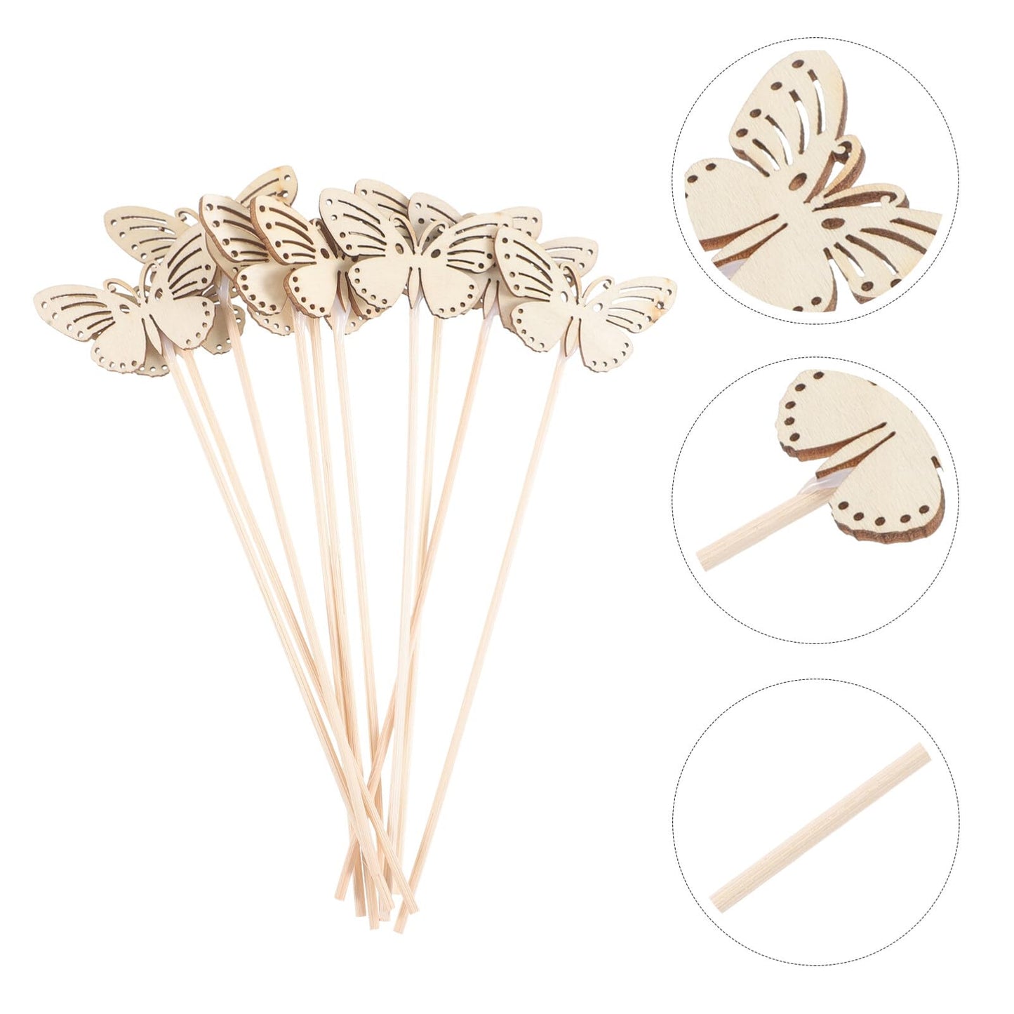 Uonlytech 10Pcs Butterfly Reed Diffuser Sticks Aromatherapy Decorative Rattan Wood Essential Oil Diffuser Refill for Home Office Spa Bathroom