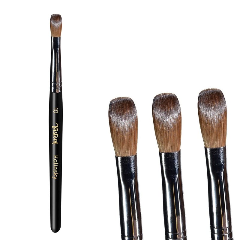 Acrylic Nail Brush Size 10 - 100% Kolinsky Oval Crimped Design | Sturdy Wooden Handle for Professional Nail Art