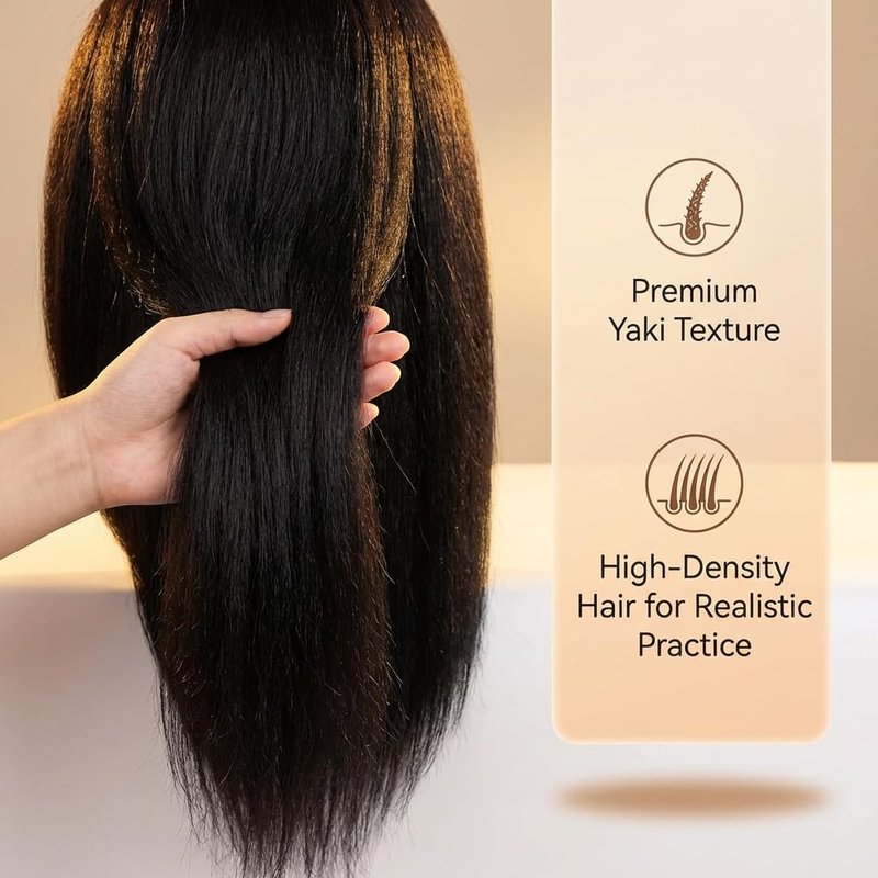 18 Inch 100% Real Hair Mannequin Head Training Head Manikin Cosmetology Doll Head for Hairdresser Practice Braiding Hair Styling with Clamp stand (18 -Inch)