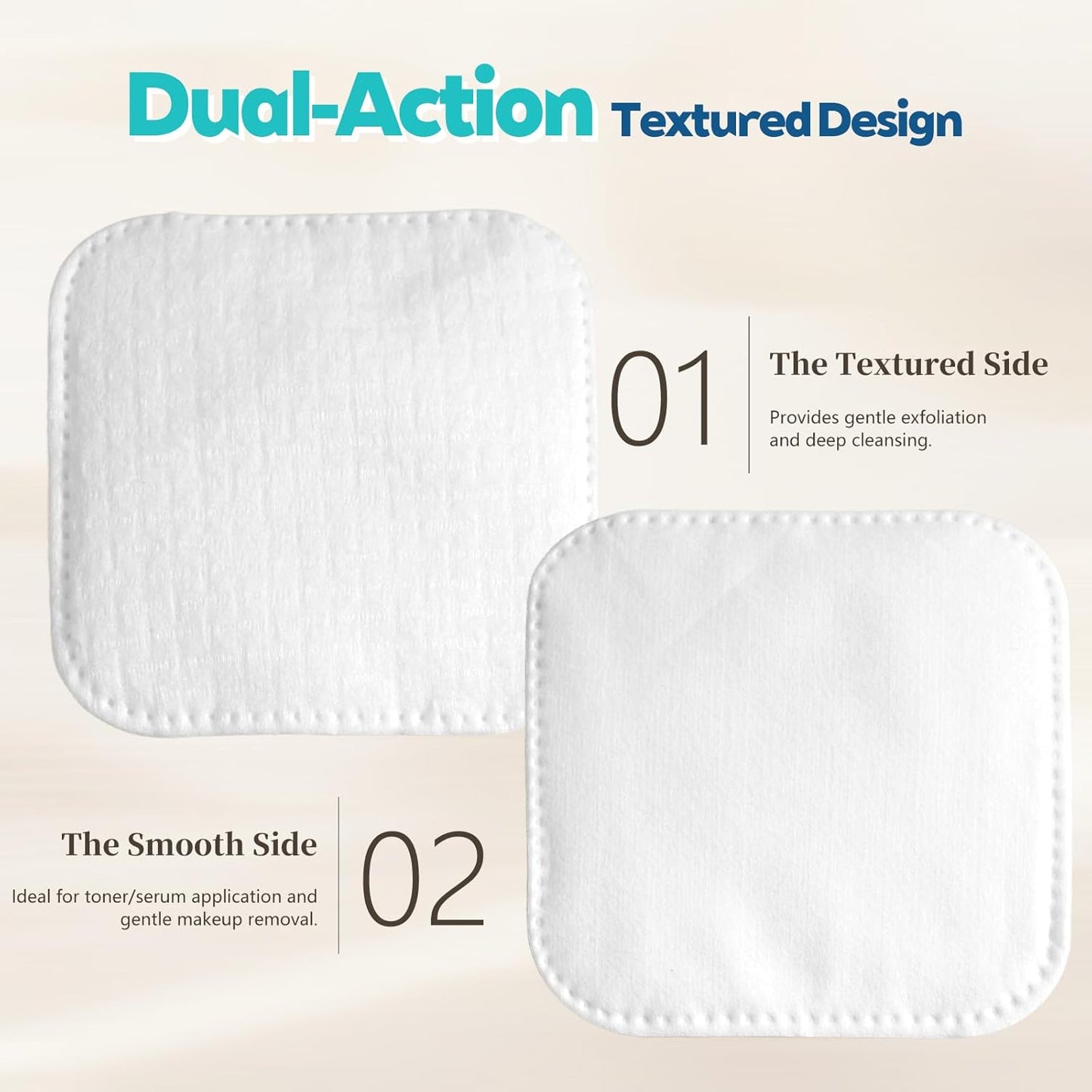 Skiennix Soft Cotton Pads - Lint-Free, Gentle on Sensitive Skin | 70 Count for Makeup Removal & Cleansing