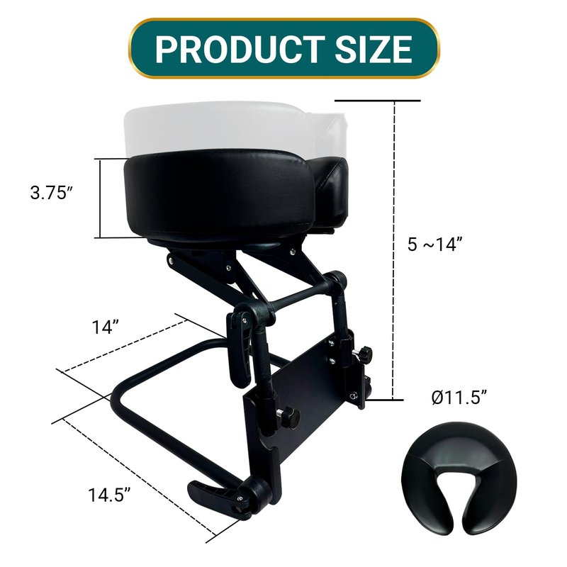 Massage Headrest for Bed, Face Down Pillow After Eye Surgery, Bed Massage Head Holder, Adjustable Vitrectomy Recovery Equipment, Post Retinal Surgery Face Down Sleep Support with Face Cradle (Black)