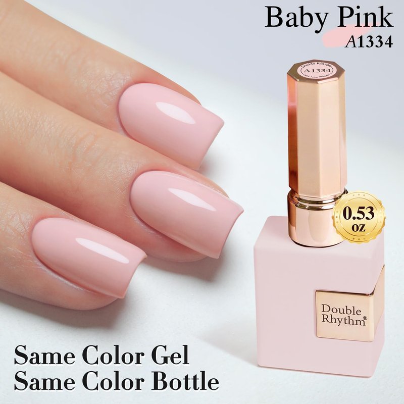 Double Rhythm 15ML Gel Nail Polish Pure Sheer Same Color Same Bottle Soak Off Gel Polish Art Manicure Salon DIY at Home for Women (Baby Pink-A1334)