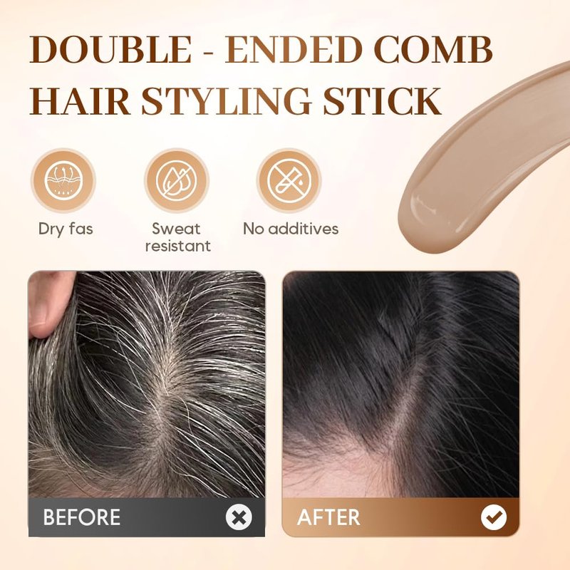 Long Lasting Hair Color Stick, 2-In-1 Hair Dye Stick & Comb, Gray Hair Cover Up, Portable Hair Dye Comb for Gray Hair Coverage, Suitable for Men And Women (Black Brown)