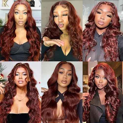 34 34 34 Inch Reddish Brown Human Hair Bundles Copper Body Wave Bundle Peruvian Virgin Hair 3 Bundles Double Weft Soft And Shiny Hair Weave