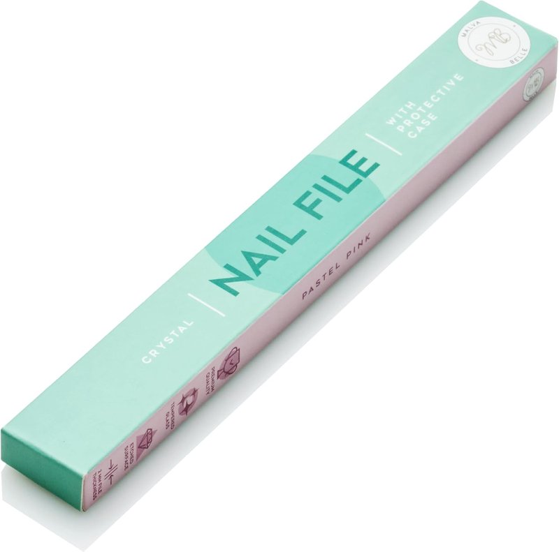 Crystal Glass Nail File for Women - Reusable Czech Glass Nail Shaper with Travel Case | Pastel Pink (2mm)