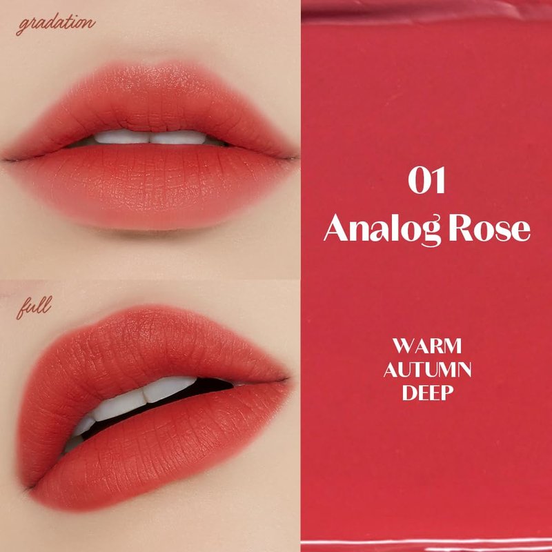 ETUDE Fixing Tint #01 Analog Rose - Long-Lasting Waterproof Liquid Lipstick | High Pigment Matte Finish, 4g