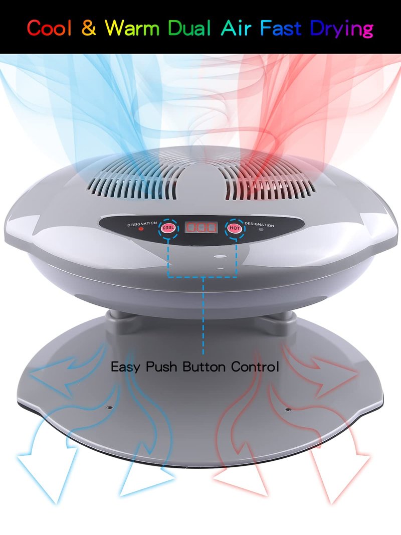 Kalolary Nail Lamp, 400W Air Nail Dryer Nail Fan Hair Dryer for Hands and Feet Nail Polish Automatic Sensor Warm Cool Breeze Use at Home and Salon (Grey)
