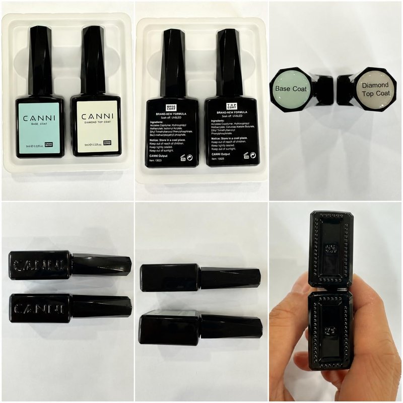 CANNI 2 Pcs No Wipe Gel Top Coat and Base Coat Set- High Gloss Shiny Long Lasting Base Top Coat Gel Nail Polish, Nail Art Home and Professional Manicure