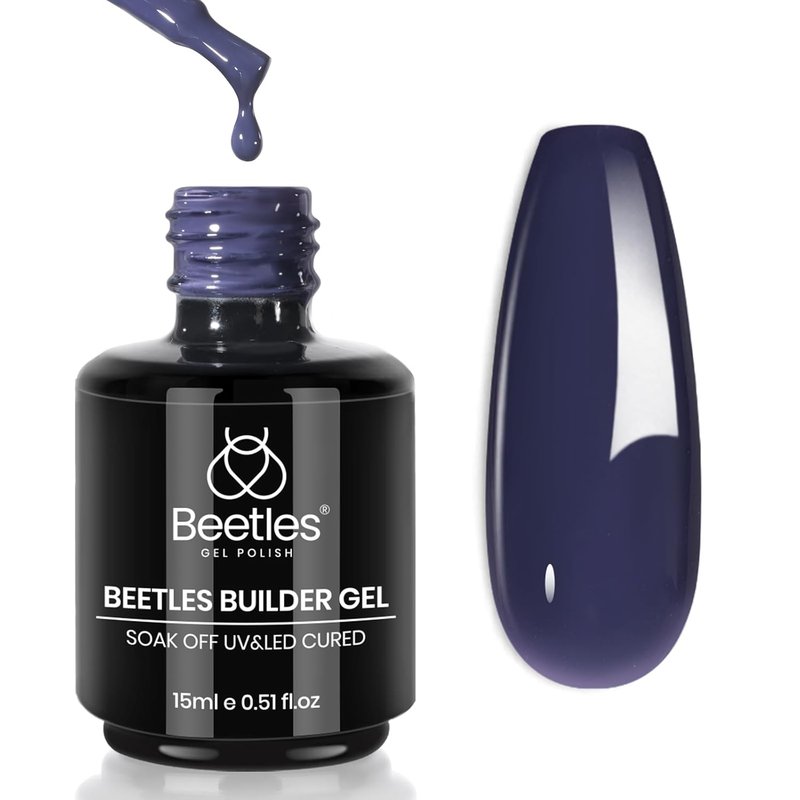 Beetles Builder Gel for Nails - Indigo Nocturne 0.5 oz | 8-in-1 Thickening & Strengthening Gel for DIY Salon Use