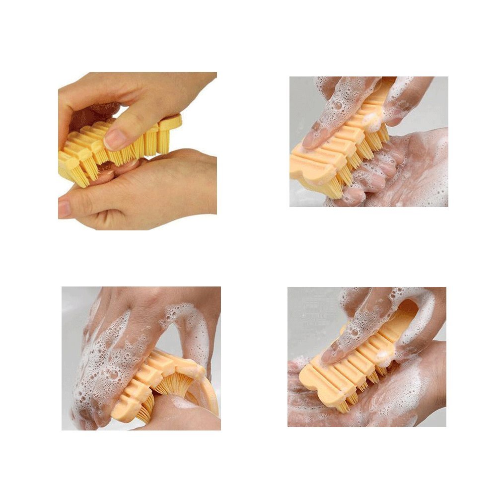 JINCH Nail Scrubber Brush Kids, Finger Nails Scrub Scrubbing Cleaning Washing Brushes with Soft Bristle for Baby and Children, Animal Style and 2 Colors Choice (Yellow)