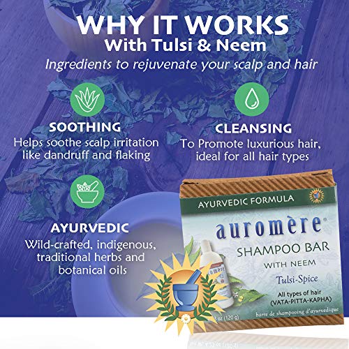 Auromere Ayurvedic Shampoo Bar - Eco Friendly, Handmade, Vegan, Cruelty Free, Natural, Non GMO, All in One Bar for Soap and Shampoo (4.23 oz), 6 pack