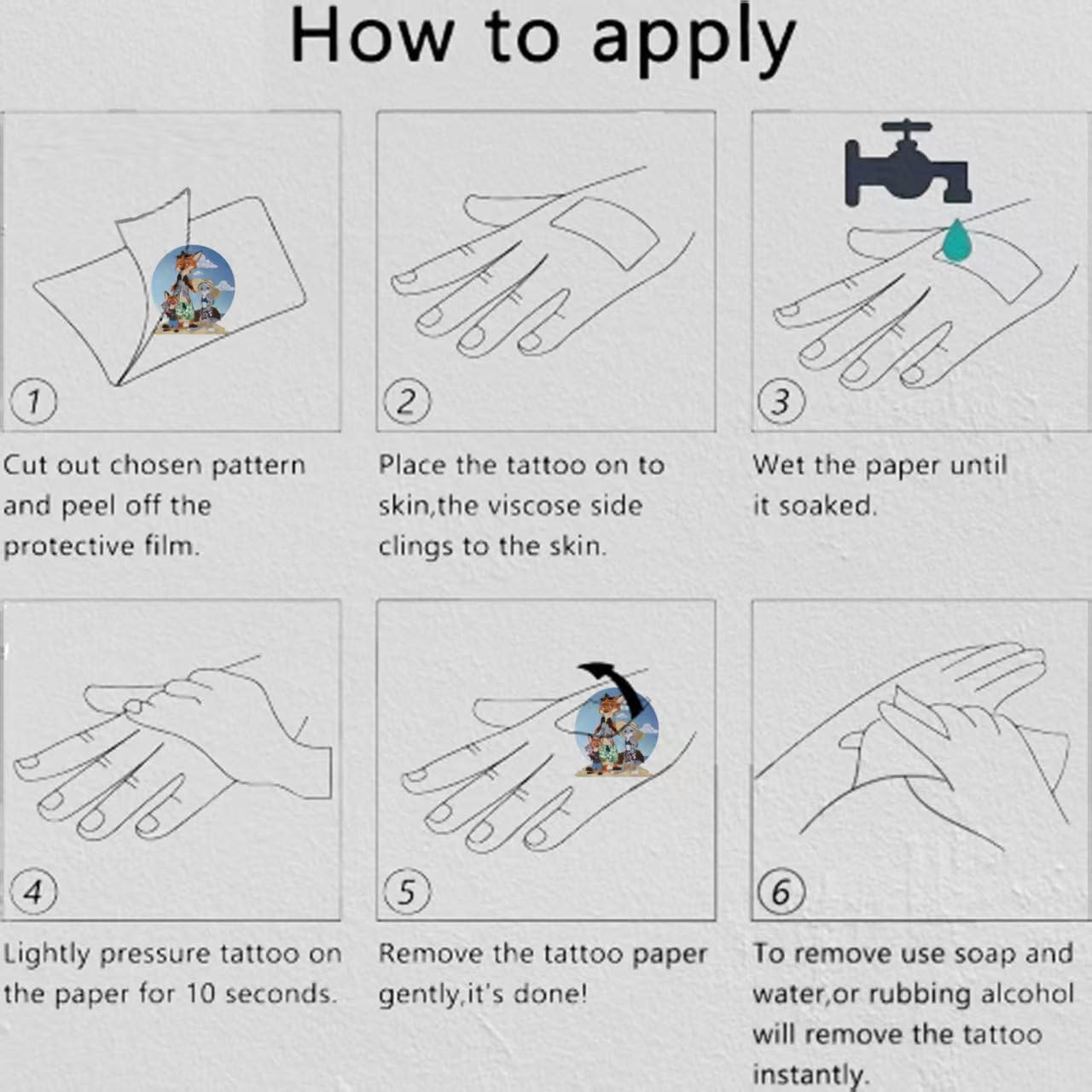 Zootopia 2 Temporary Tattoos - 20 Sheets of Fun Cartoon Stickers for Kids' Parties & Rewards
