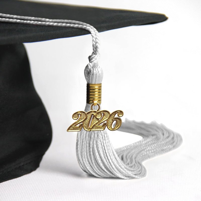 Endea Graduation Single Color Tassel with Gold Date Drop (White, 2026)