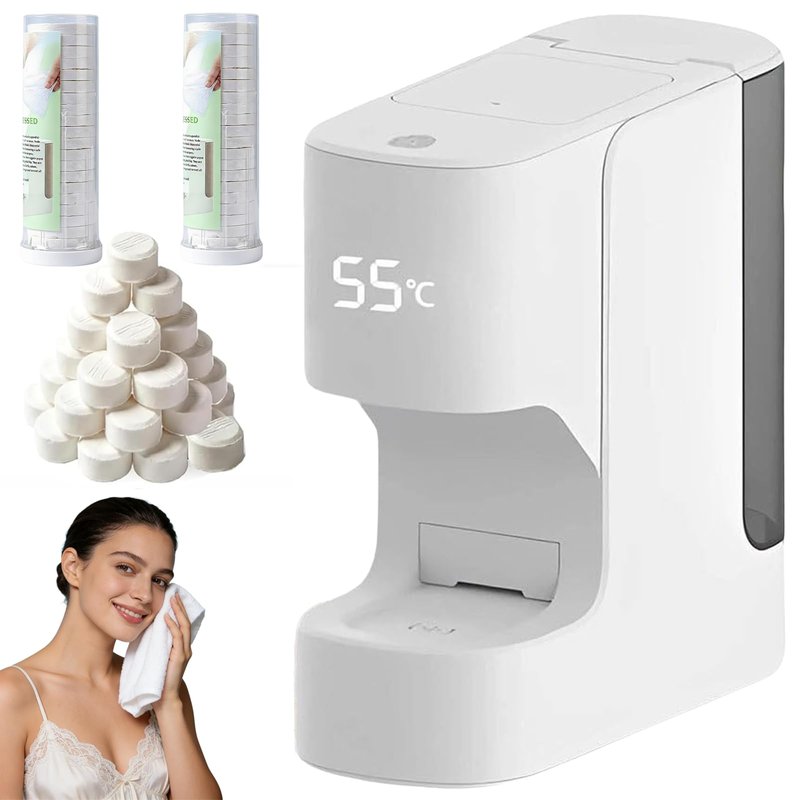 Automatic Hot Face Towel Warmer Machine with 5-Second Heating, 55°C Constant Temperature & Smart Voice Control - Portable Disposable Towel Dispenser for Spa, Home Salon (1 pcs+40Pcs Towels)