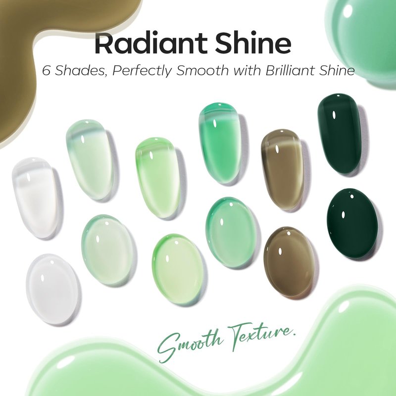 modelones Jelly Green Gel Nail Polish Set, Hema Free Sheer White Lime Olive Emerald Shade Mint Sage Green Gel Nail Kit 6 Transparent Colors Soak Off UV 2026 Spring Summer Nail Art DIY
