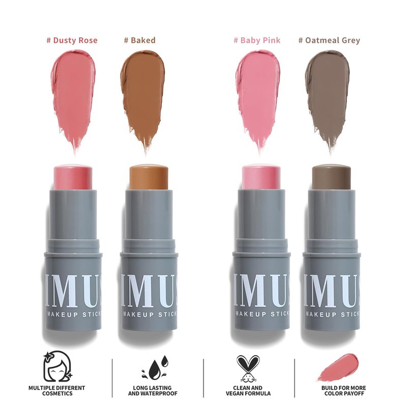 KIMUSE Cream Contour Stick Duo, Cream Blush Stick, Bronzer Shaping Stick, Creamy, Highly Pigmented, Long Lasting, Vegan Face Make Up Sticks