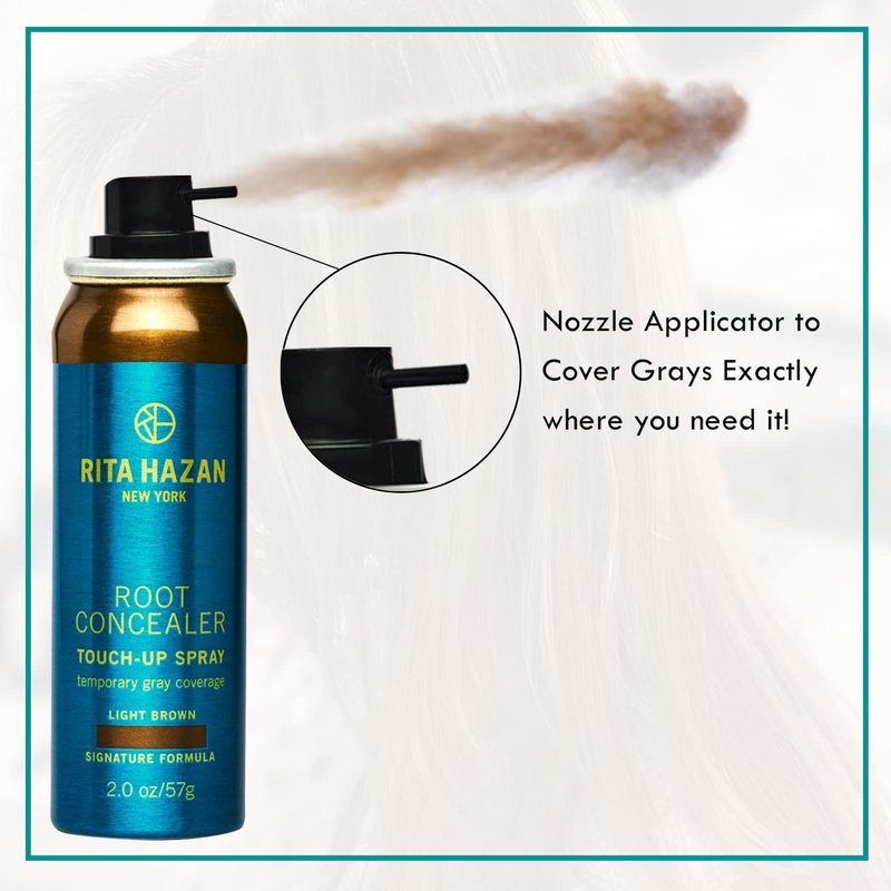 Rita Hazan Root Concealer Touch Up Spray - Instant Gray Root Coverage - Quick Drying, Water-Resistant - 2 oz Temporary Hair Color Spray