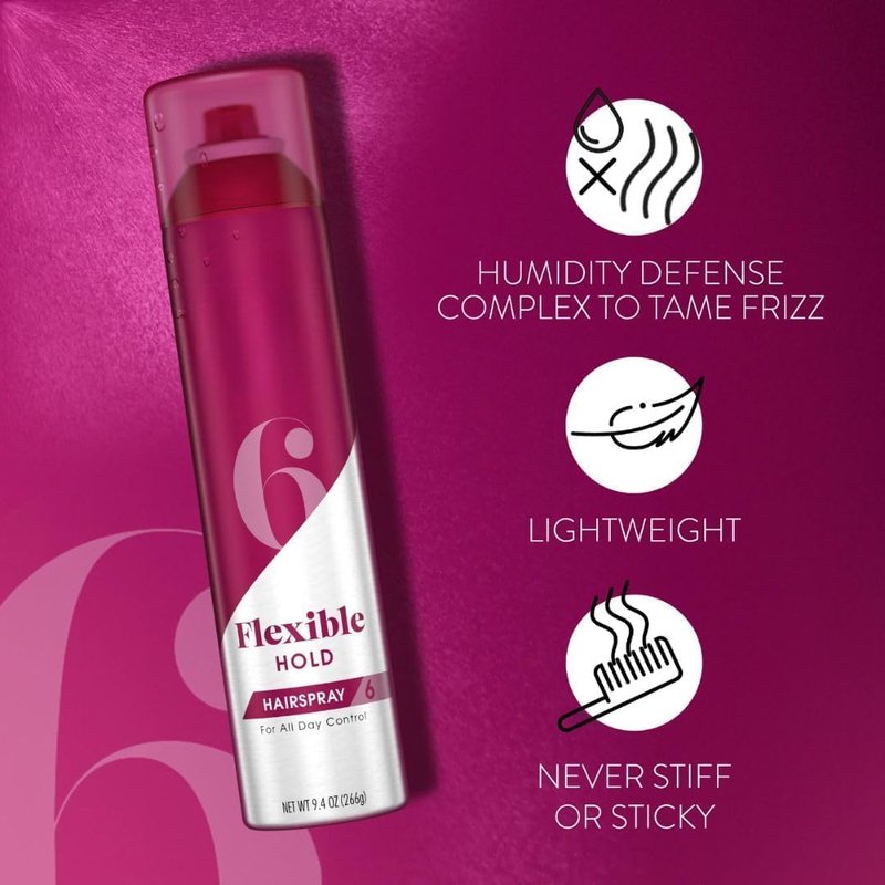 Flex Hold 6 Aerosol Hairspray Frizz & Humidity Control, Natural Finish 9.4 OZ