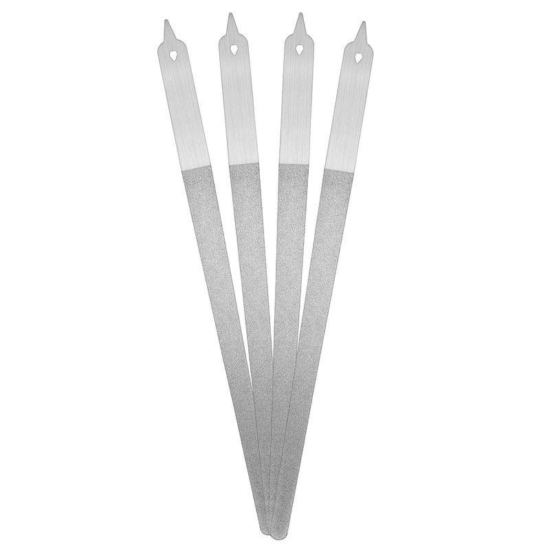 Elegaperma 4pcs Diamond Metal Fingernail File,Narrow Diamond Nail Files for Natural Nails,8 Inch Metal Fingernail File with Pointed Tip for Manicure Pedicure Women Men