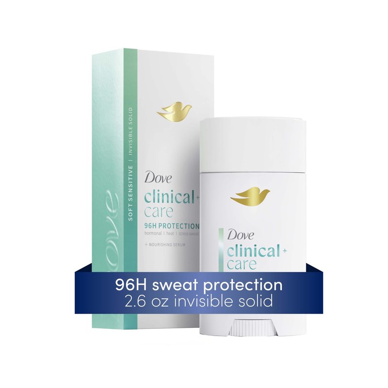 Dove Clinical + Care Antiperspirant Deodorant Invisible Solid Stick for Women Clean Soft for Sensitive Skin Hypoallergenic 2.6 oz