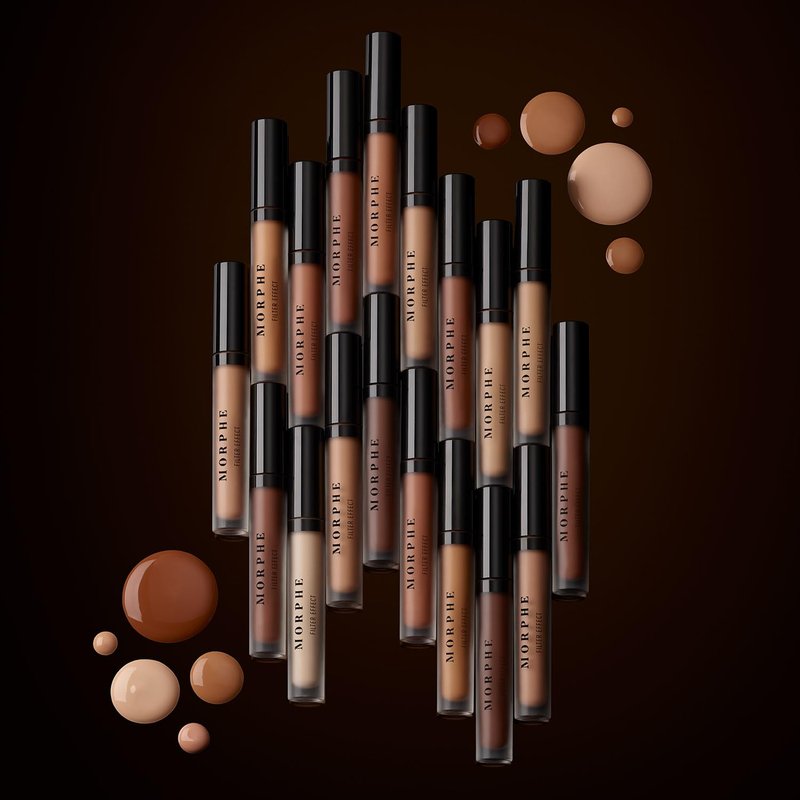 Morphe Filter Effect Concealer - Buildable Liquid Coverage with Hyaluronic Acid & Pomegranate - Deep 34 (Cool) 0.12 fl oz