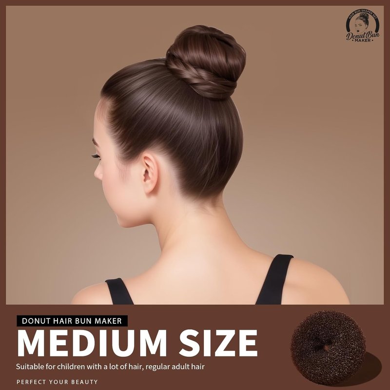 Hair Bun Maker - 4 Pcs Brown Ballet Buns in 4 Sizes | Easy Hair Donuts for Women