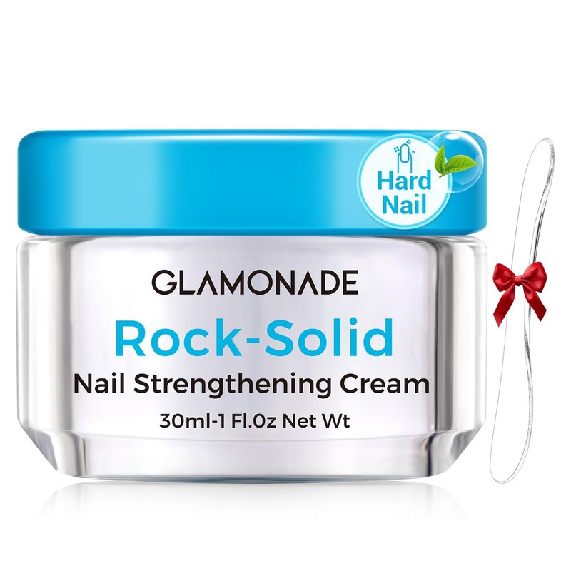 Glamonade Hard Nail Strengthening Cream - Repair Damaged Nails & Cuticles | Plant-Based, 1 oz