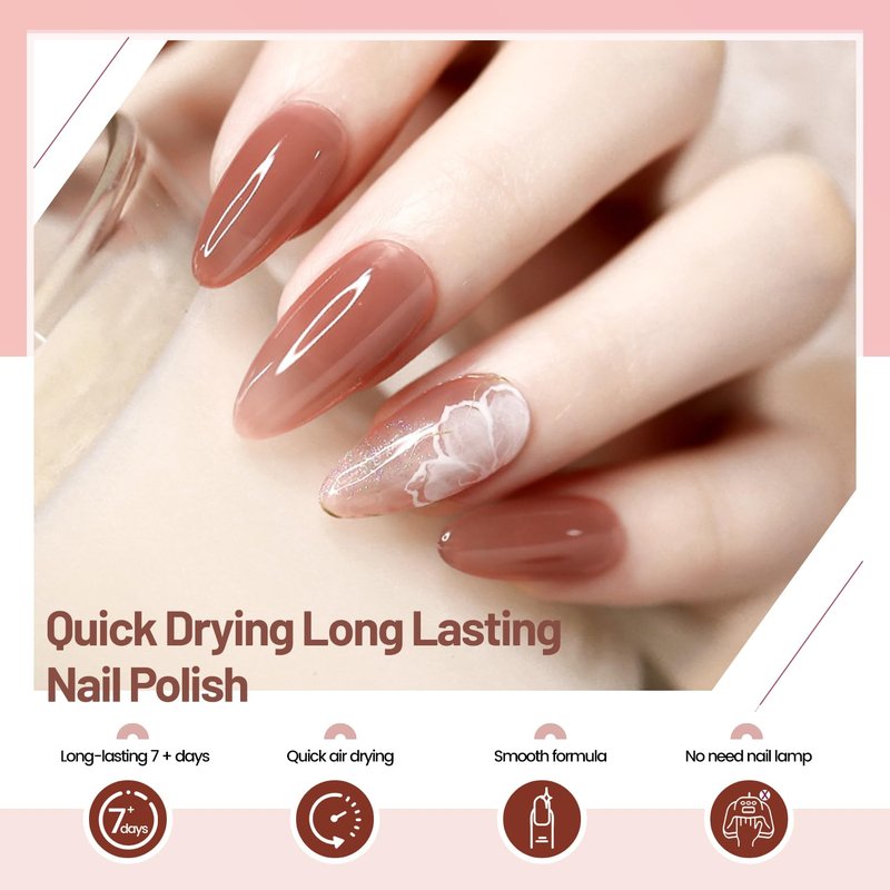 OpenLive Jelly Nail Polish Set 6 Colors Nude Pink Pale Purple Jelly Quick Dry Nail Polish Set for Nail Art Manicure DIY Salon