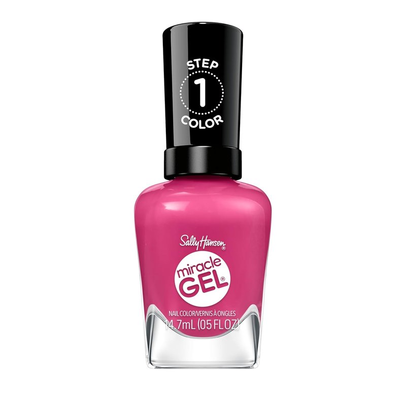 Sally Hansen Miracle Gel Supercharged Pinks Nail Polish | Salon Quality Gel-Like Formula, Two-Step System, No UV Light Needed, Long Lasting | 350 Work Hard, Play Pink | Bright Pink Crème Nail Color