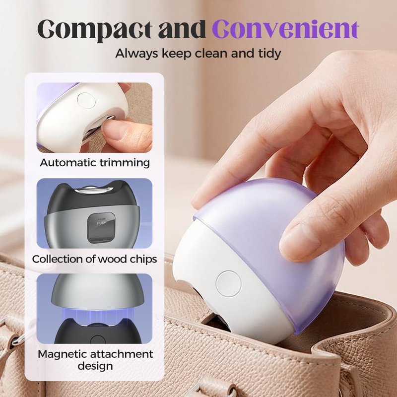 3 in 1 Automatic Electric Nail Clipper, 2026 New Nail Trimmer with Light & Nail Scraps Storage, Quiet Electric Toenail Clippers for Seniors Adults (White)