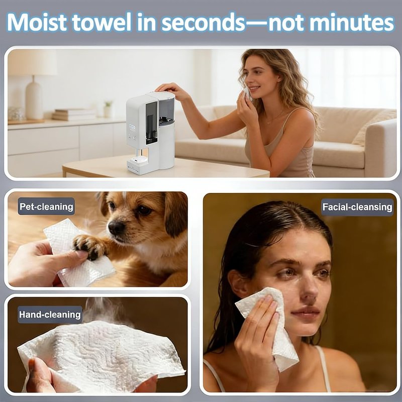 Skiennix Hot Towel Dispenser - Rapid Heating Face Towel Warmer with 500ml Tank & 131°F Temp | 1 Set + 40 Towels