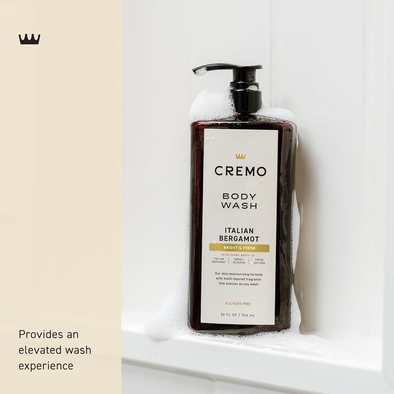 Cremo Italian Bergamot Body Wash for Men - Rich Lathering Formula, 32 Fl Oz