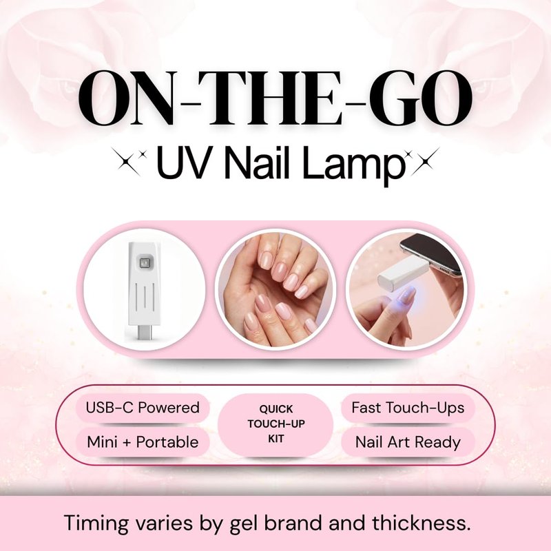 Portable USB-C UV LED Nail Lamp – Mini Gel Nail Curing Light for Travel & Home – Compact Handheld Nail Dryer for Gel Polish – Quick Touch-Up Nail Light